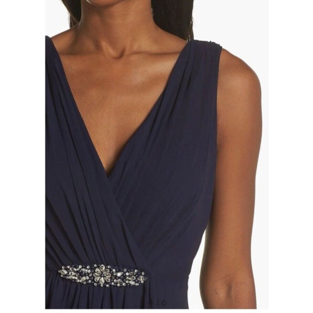 Eliza J. Evening Formal Dress 18 Navy Blue Flowy Wedding Church Party NWT - Picture 3 of 16